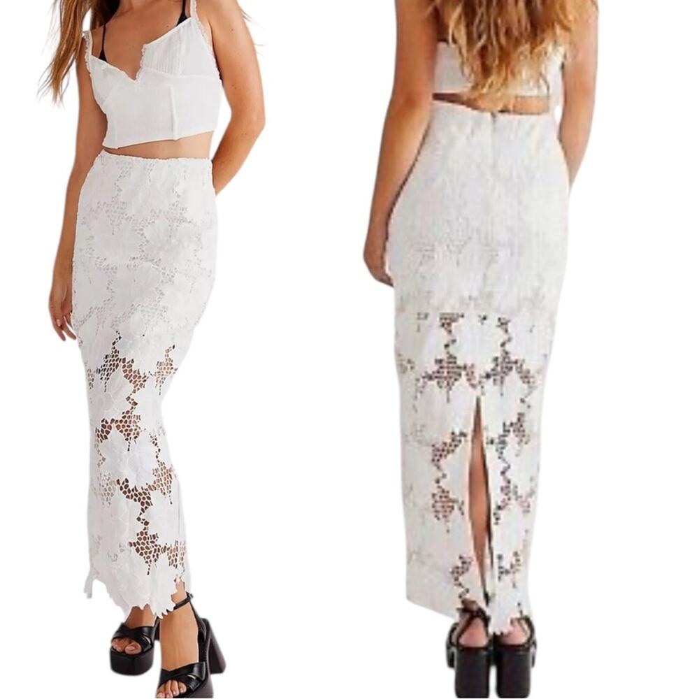 NWT Rumer Tropez White Lace Bridal Beach Wedding Maxi Skirt Size Medium - Picture 2 of 7